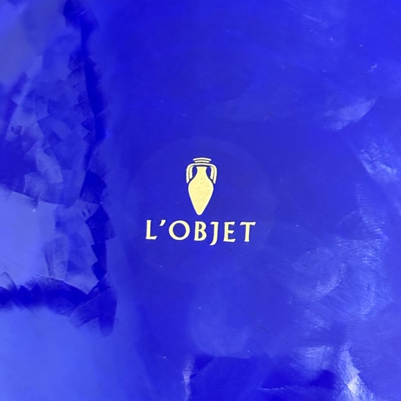 L’OBJET Gold Crackled and Cobalt Blue Centerpiece Decorative Bowl - Picture 3 of 10